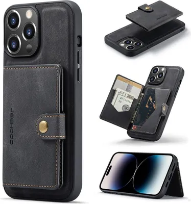 Produktbild von König Design Hülle kompatibel mit Apple iPhone 14 Pro Kunstleder Handyhülle - Handy Case Schwarz