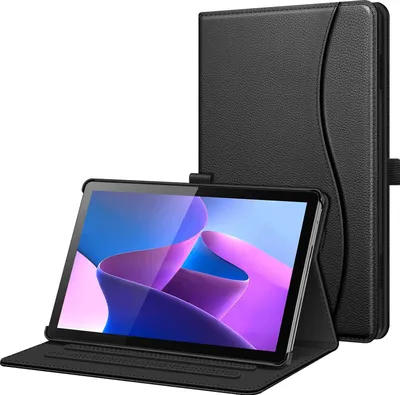 Produktbild von Fintie Hülle für Lenovo Tab M10 (3rd Gen) 10,1 Zoll 2022 TB328, Multi-Winkel Betrachtung Schutzhülle mit Dokumentschlitze Auto Schlaf/Wach für Lenovo M10 (3. Generation) 25,7 cm 10.1", Schwarz