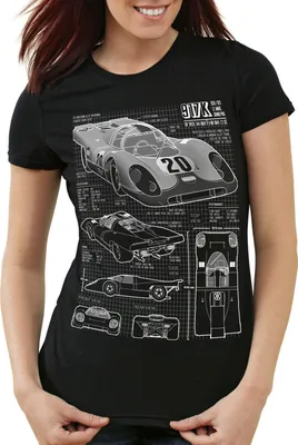 Produktbild von style3 917K Blaupause Damen T-Shirt Le Mans, Farbe:Schwarz, Größe:2XL