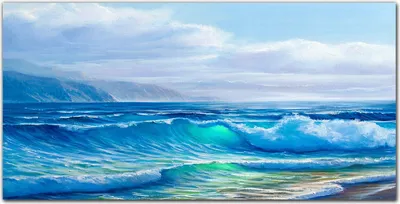 Produktbild von Coloray Bild aus Acryl 120 cm x 60 cm - Küche Wanddekoration Dekoration Wohnzimmer Gehärtetes Acryl Acrylblock mit Bild - Ozeanwellen Wolken
