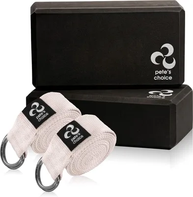 Produktbild von Yogagurt, 2,4 m, 2 Stück, verstellbar, mit D-Ring, für Fitness