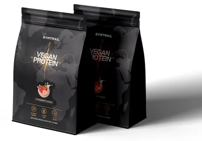 Produktbild von GYMTRAIL® Veganes Eiweißpulver aus Erbsenprotein 1000g | Pflanzliches Proteinpulver mit essenziellen Aminosäuren | Ohne Soja und Süßungsmittel mit Birkenzucker | Strawberry