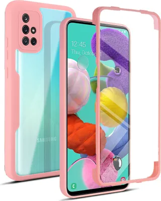 Produktbild von Samsung Galaxy A51 4G Schutzhülle, Eingebautem Displayschutz 360 Grad Komplettschutz Handyhülle für Samsung A51 4G Pink