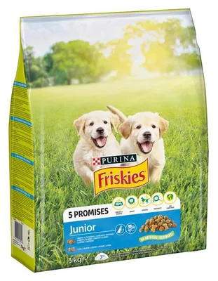 Obrázok produktu pre FRISKIES Junior Menu Kuracie mäso so zeleninou – suché krmivo pre šteniatka – 3 kg