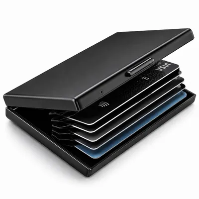 Produktbild von Kreditkartenetui RFID Aluminium Slim Wallet Kartenetui Herren H0124, Schwarz