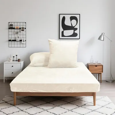 Produktbild von Flanell-Spannbettlaken Winter Microfaser extra weich & warm beidseitig angeraut 30 cm Steghöhe, 360°-Gummizug, pillingarm & pflegeleicht, Größe:200 x 200 cm, Farbe:Beige