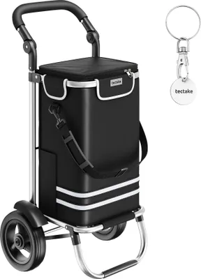 Produktbild von tectake Einkaufstrolley 3-in-1 klappbar mit Kühltasche Trolley Umhängetasche Sackkarre 56 l Aluminiumgestell Profilräder großer Stauraum,