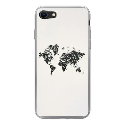 Produktbild von MuchoWow® Handyhülle Schutzhülle Hülle für iPhone 8 Weltkarte - Zahlen - Schwarz Silikon Softcase Handy Hülle - Schutzhaube