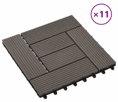 Image de vidaXL : Dalles de terrasse, 11 pièces, marron foncé, 30 x 30 cm, en bois composite (WPC)