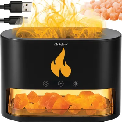 Produktbild von Ruhhy 26417 Aroma-Diffuser und Luftbefeuchter mit Kamineffekt, 250 ml, schwarz