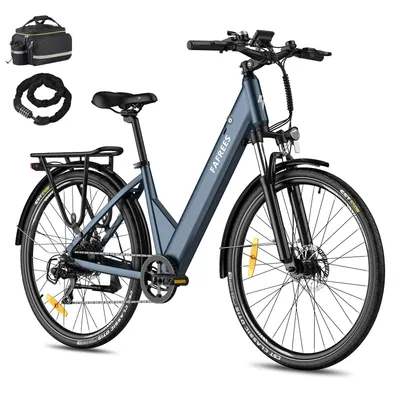 Obrázek produktu pro Městské elektrokolo 27,5 palců, nerezová hliníková slitina, 36 V, 15 Ah, 540 Wh, dojezd až 90–110 km, voděodolné (IP54), 7 rychlostních stupňů, modré