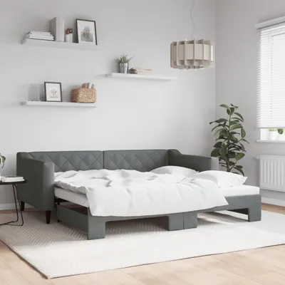 Image de Maison Exclusive - Canapé-lit convertible gris foncé 90 x 190 cm en tissu