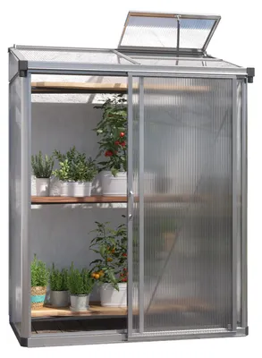 Produktbild von GFP Gewächshaus Anlehngewächshaus Adena 12 aus Alu - 151x77 cm - 10 mm Polycarbonat Doppelstegplatten