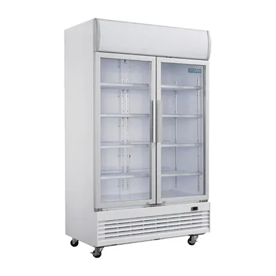 Immagine prodotto di Vetrina refrigerata a due ante Polar serie G con lightbox, 950 litri, ante a battente.