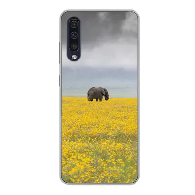 Produktbild von MuchoWow® Handyhülle Schutzhülle Hülle für Samsung Galaxy A50 Elefant - Blumen - Natur - Gelb - Tiere Silikon Softcase Handy Hülle - Mobiltelefonhülle
