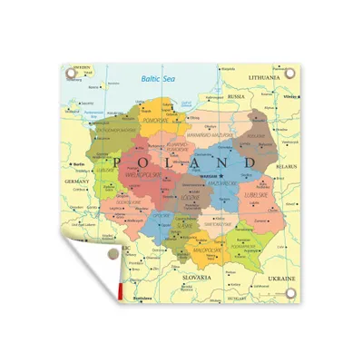 Obrázek produktu pro MuchoWow® Zahradní plakáty - Barevná mapa Polska - 200x200 cm - Zahradní dekorace