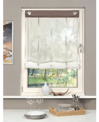 Faltrollo mit Ösen, 140x60 cm, Voile, Stein – Fensterhaken