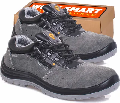 A pair of work boots and their packaging.