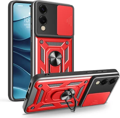 Produktbild von Outdoor Panzer Hülle für Samsung Galaxy S25 Edge mit Kameraschutz Ringhalter in Rot
