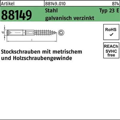 Produktbild von Reyher Stockschrauben Typ 23E M 10x130 vz 881490100100130 (50 Stück)