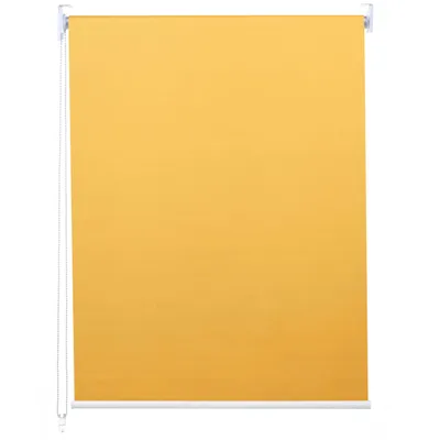 A yellow roller blind is shown against a white background.