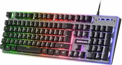 Produktbild von Mars Gaming MK220FR, Volle Größe (100%), Kabelgebunden, USB, Membran Key Switch, RGB-LED, Schwarz, Grau