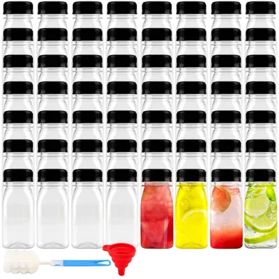 56 Kunststoff-Saftflaschen, 120 ml, rund, mit Deckel