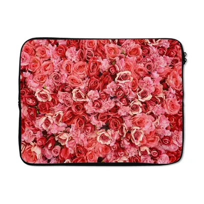 Produktbild von MuchoWow® Laptop Hülle 17 Zoll Laptoptasche Rosen - Rosa - Rot - Zipper - Schutzabdeckung