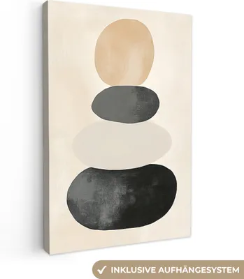 Produktbild von Leinwand Bilder 60x90 cm - Japandi - Formen - Beige, Bild Modern, Wanddeko, Gemälde