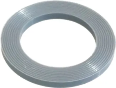 A close-up studio shot of a gray ring-shaped gasket against a white background.