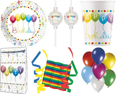 Produktbild von 16-tlg. Set Kindergeburtstag Party Feier Fete Deko Motto Happy Birthday Streamers