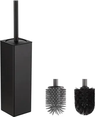 Produktbild von Silikon Toiletborstel, 2-Koppen, Vierkant WC Borstel mit Halter für Badkammer