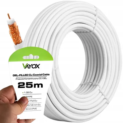 Zdjęcie produktu dla Vayox Kabel Antenowy CC1 | 25 m | 1.02 Cu | 75Ohm | Folia Cu | Biały