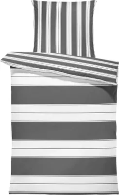 Produktbild von Bettwäsche Gestreift Streifen Modern Kuschelig Weiche Baumwolle Bettbezüge, Größe:135x200 cm, Farbe:Grau