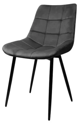 Image de Chaise de salle à manger, revêtement en velours moderne, structure métallique robuste, GRIS FONCÉ