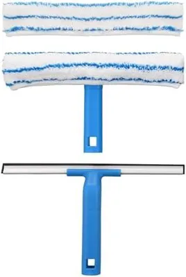 Produktbild von Fensterreiniger Set(30cm), Silikon-Fensterabzieher + Mikrofaser-Fensterwischer, Professioneller Fensterreinigungsset fš¹r Bad, Dusche, Auto, Glas