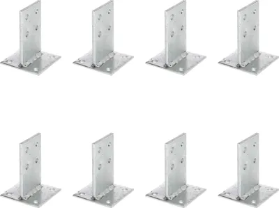 Zdjęcie produktu dla Alberts 8 x wsporniki słupków T ze środnikiem, środnik 130x80 mm, płyta 100 mm, ocynkowane ogniowo, do przykręcenia