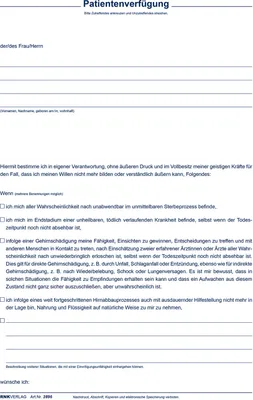 Zdjęcie produktu dla RNK Verlag 2895 Testament życia ze wszystkimi niezbędnymi formularzami, A4