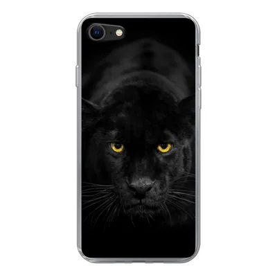 Produktbild von MuchoWow® Handyhülle Schutzhülle Hülle für iPhone 7 Leopard - Augen - Schwarz Silikon Softcase Handy Hülle - Kartenhalter