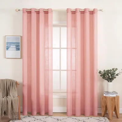 Produktbild von Vorhangschals aus Voile, transparentes Set, 2 Stück Rosa, 140 x 260 cm