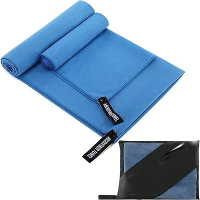 Produktbild von Famanu Mikrofaser-Handtuch ultraleicht und schnell trocknend - ideal für Sport, Strand und Reisen - blau