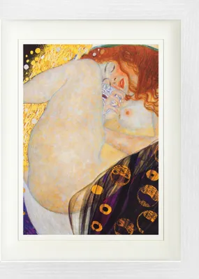 Obrázek produktu pro Gustav Klimt Zarámovaný obraz s elegantním paspartou | Obrazy na zeď | V rámu - DanaÃ", 1907 (40 x 30 cm)