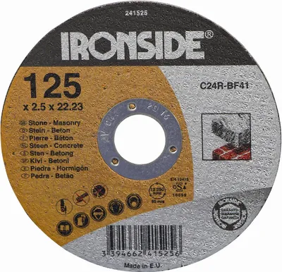 Image de Ironside 241-525 Disque à tronçonner 125x2,5mm pierre perçage 22mm, gris