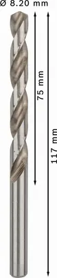 Imagen del producto de Broca para metal, acero rápido HSS-G, estándar, 8,2 x 75 x 117 mm