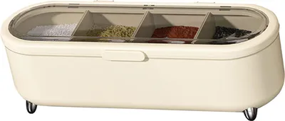 Obrázek produktu pro Kořenka do kuchyně, 4dílná nádoba s průhledným okénkem na koření, sůl, cukr, smetanu