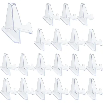 Productafbeelding van Muntendisplay set van 20 stuks - Muntstandaards & kaarthouders - Transparante displays voor munten, kaarten en verzamelobjecten