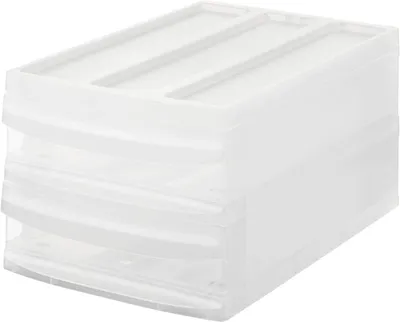 Produktbild von Ablagebox für Schubladen – Aufbewahrungsboxen für Schubladen – Schreibtischorganisation – Stapelbares System – 39,5 x 25,5 x 20,3 cm – Transparent