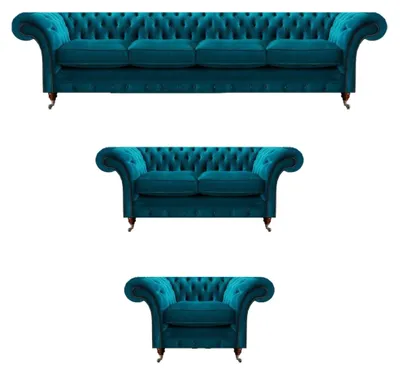 Obrázek produktu pro Chesterfield Tyrkysové designové pohovky látkové pohovky do obývacího pokoje