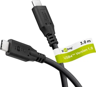 Obrázek produktu pro Goobay 74198, 3 m, USB C, USB C, USB4 Gen 2x2, 20 Gbit/s, Černá