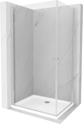 Zdjęcie produktu dla Mexen Pretoria Duo kabina prysznicowa uchylna 80 x 70 cm, transparent, chrom + brodzik Flat - 852-080-070-01-02-4010